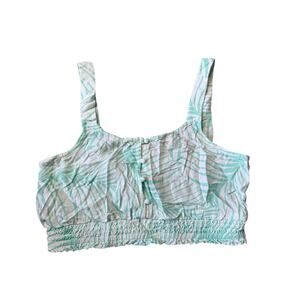 ROXY Tank/Crop top, size women's Medium; ADORABLE styling, teal & white